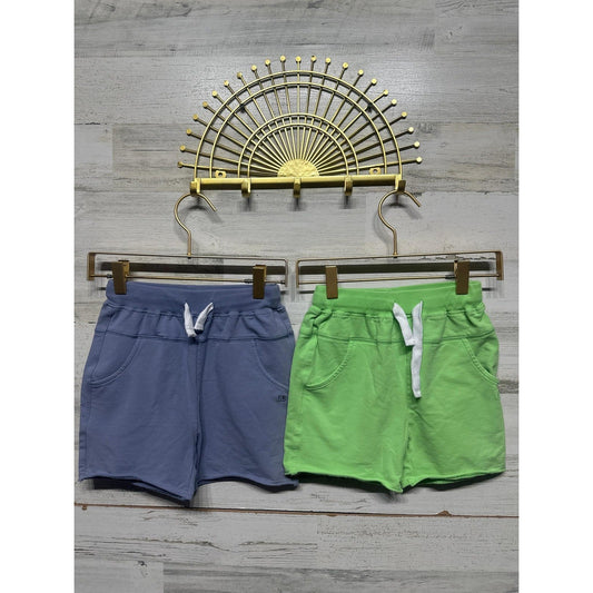 Little Bipsy Harem Shorts Boys Size 7 Blue Green Raw Hem 2PK EUC0