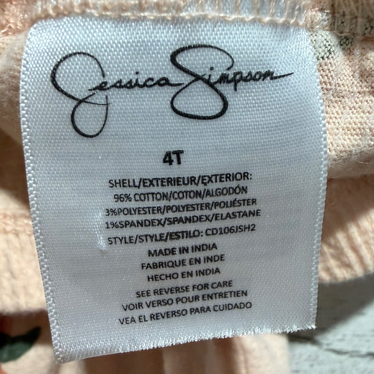 Jessica Simpson Cat Jack Dress & Short Set Girls 4T Yellow Peach Cotton Flawed*4