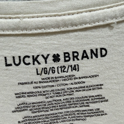 Lucky Brand Shirt Shorts Set Girls 12 Blue Cream Horse Rodeo Club Western EUC2