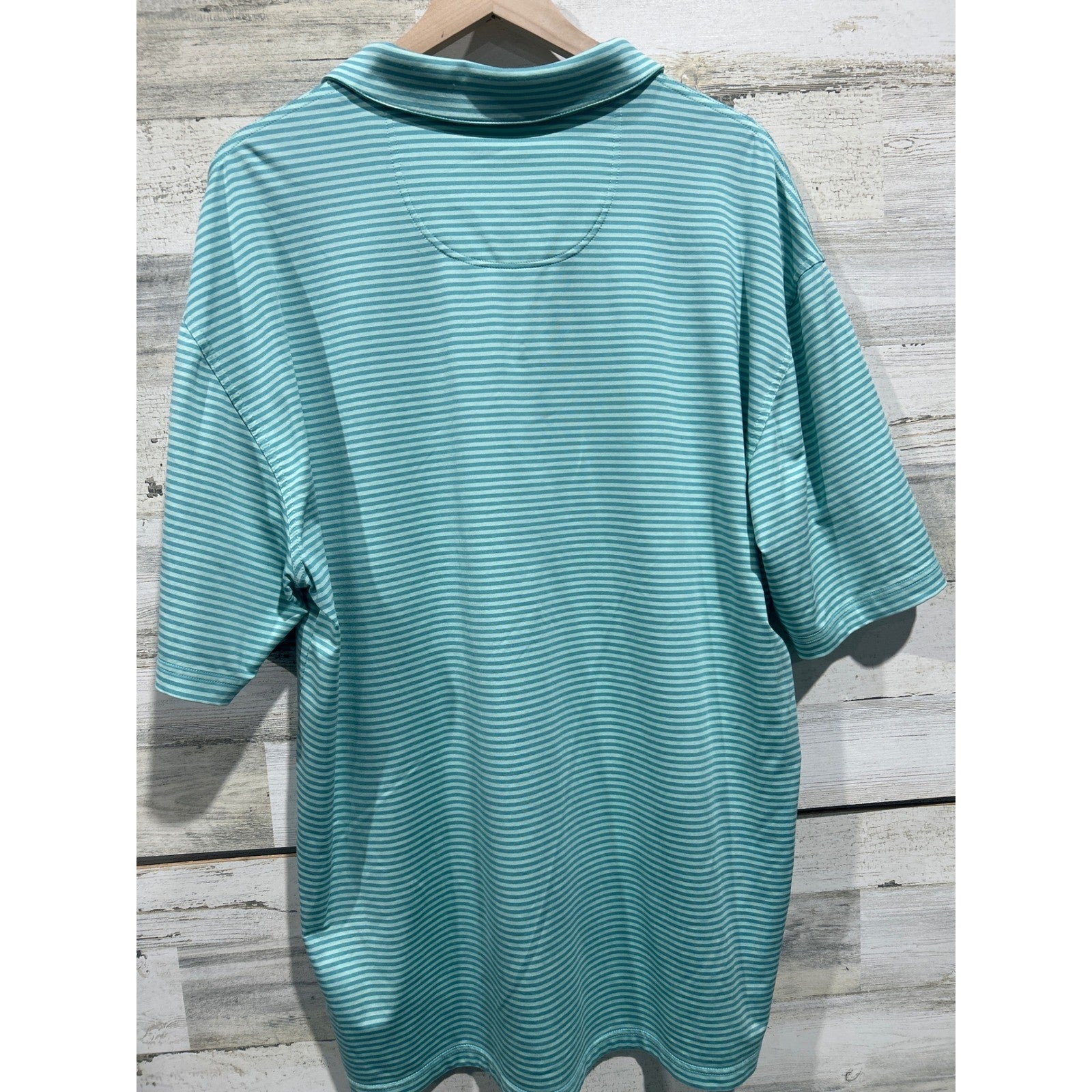 Onward Reserve Polo Shirt Mens XXL Mint Green Striped Golf Performance EUC3