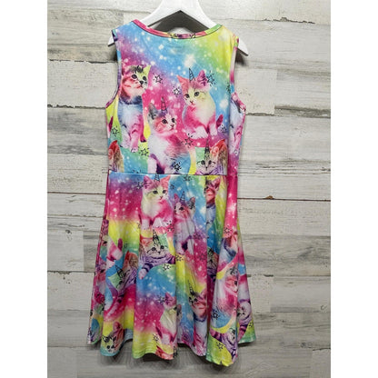 Skater Dress Girls L Rainbow Caticorn Galaxy Print Kawaii EUC1