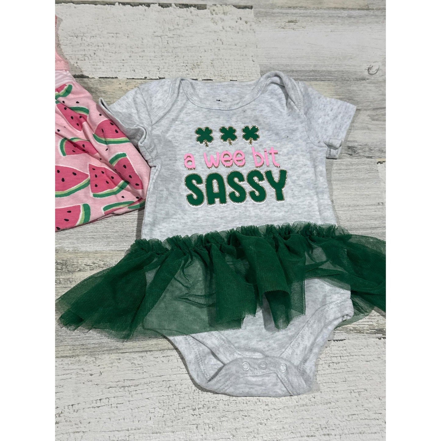 Girls 6-9M Bundle Pink Green Watermelon Sassy EUC2