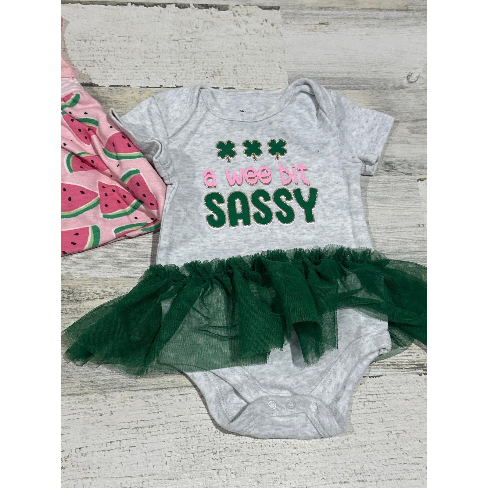 Girls 6-9M Bundle Pink Green Watermelon Sassy EUC2