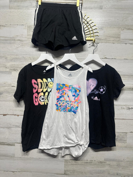Adidas Athletic Lot Girls Large L 14 Black White Soccer Graphic 4pc Set GUC0