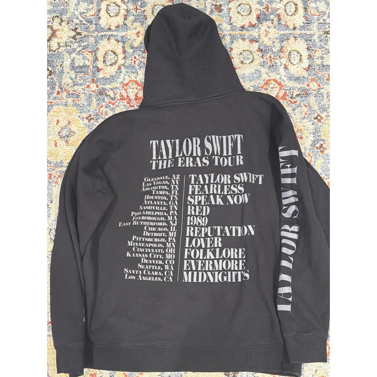 Taylor Swift Eras Tour Hoodie Women XL Black Official Merch Houston EUC7