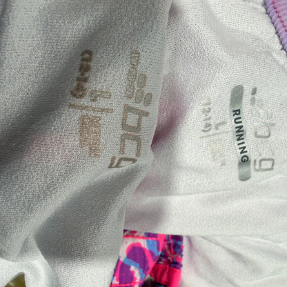 BCG Activewear Set Shorts Sports Bras Girls L 12-14 Purple Pink Pattern Modern8