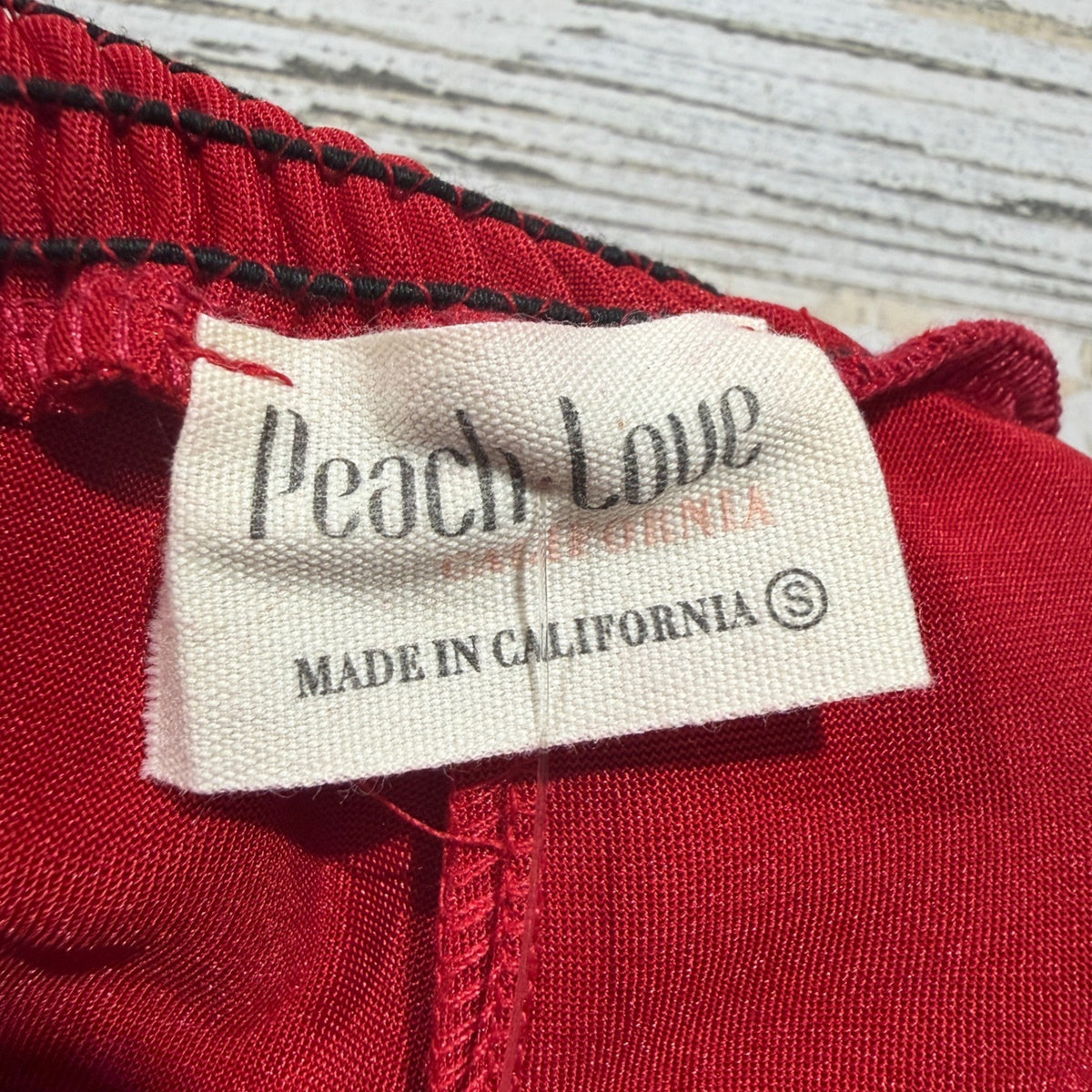 Peach Love Smocked Satin Shorts Women Size S Red Polyester Romantic NWT3