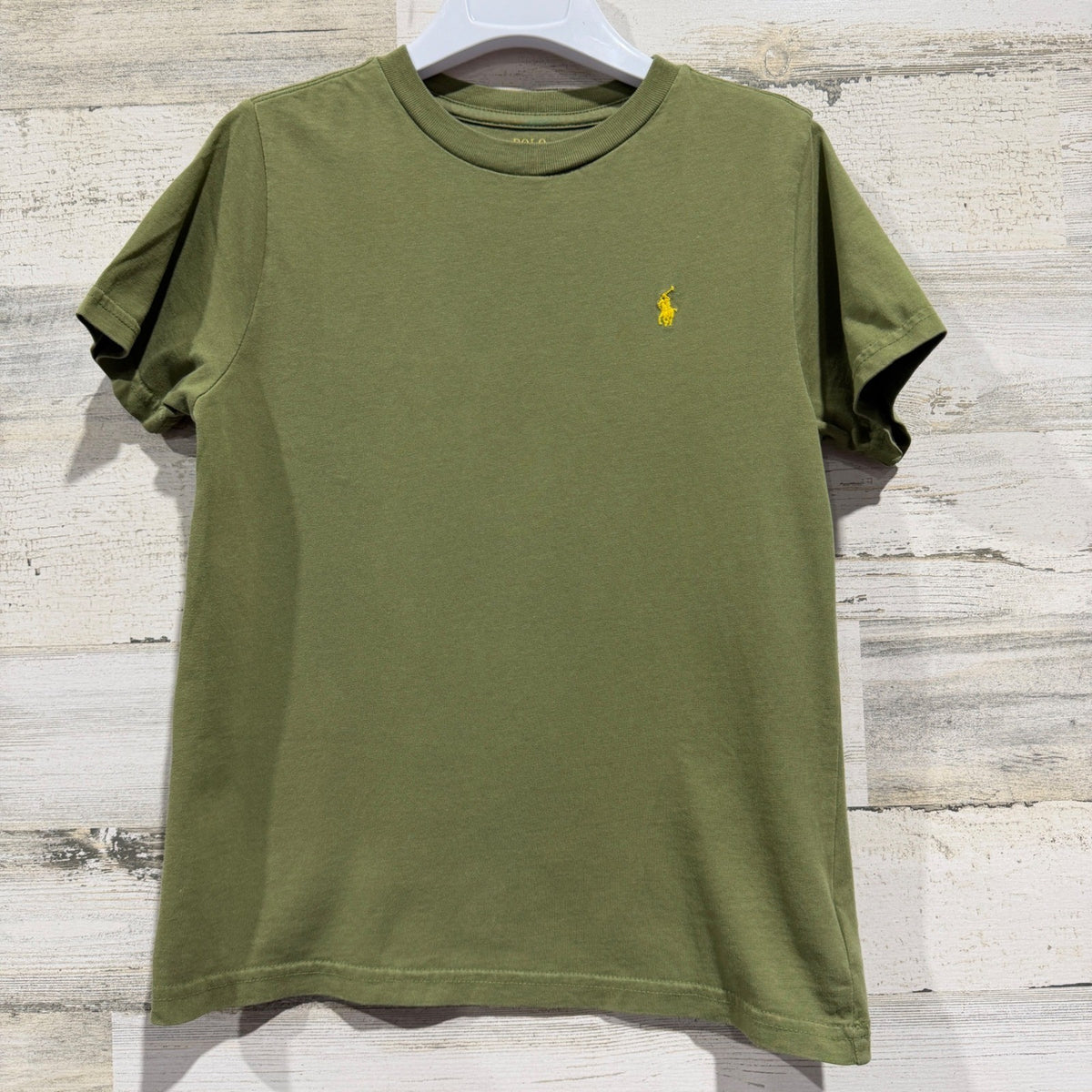 Polo Ralph Lauren T-Shirt Kids 7 Olive Green Pony Logo Preppy EUC0