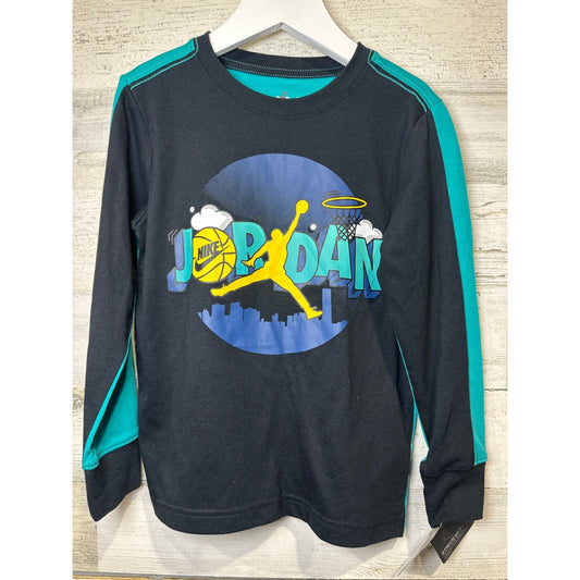 Jordan Long Sleeve Shirt Boys Size 5 Black Teal Jumpman Graphic NWT Top Only0