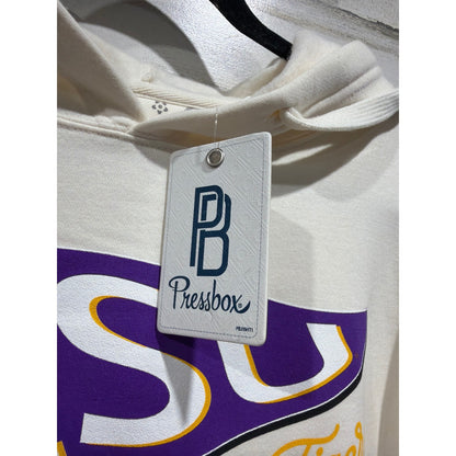 Pressbox LSU Tigers Hoodie Women Medium Cream Pennant Bows High-Low NWT2
