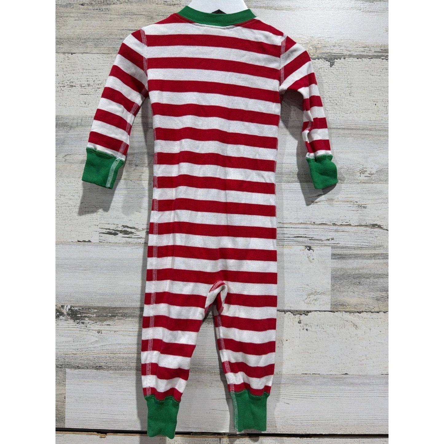 Hanna Andersson Sleeper Boys 12-18M Red White Striped Organic Cotton Holiday EUC2