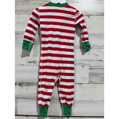 Hanna Andersson Sleeper Boys 12-18M Red White Striped Organic Cotton Holiday EUC2