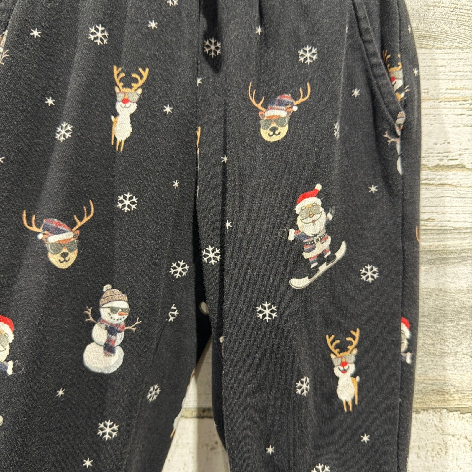 Little Bipsy Pajama Set Boys 12-18M Black Santa Reindeer Holiday Thermal5