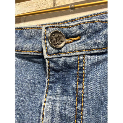 Wrangler Mini Skirt Women Juniors 15 Blue Denim Raw Hem EUC1