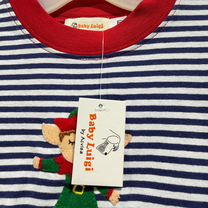 Baby Luigi Elf Shirt Boys 18M Navy White Stripe Christmas Holiday NWT2