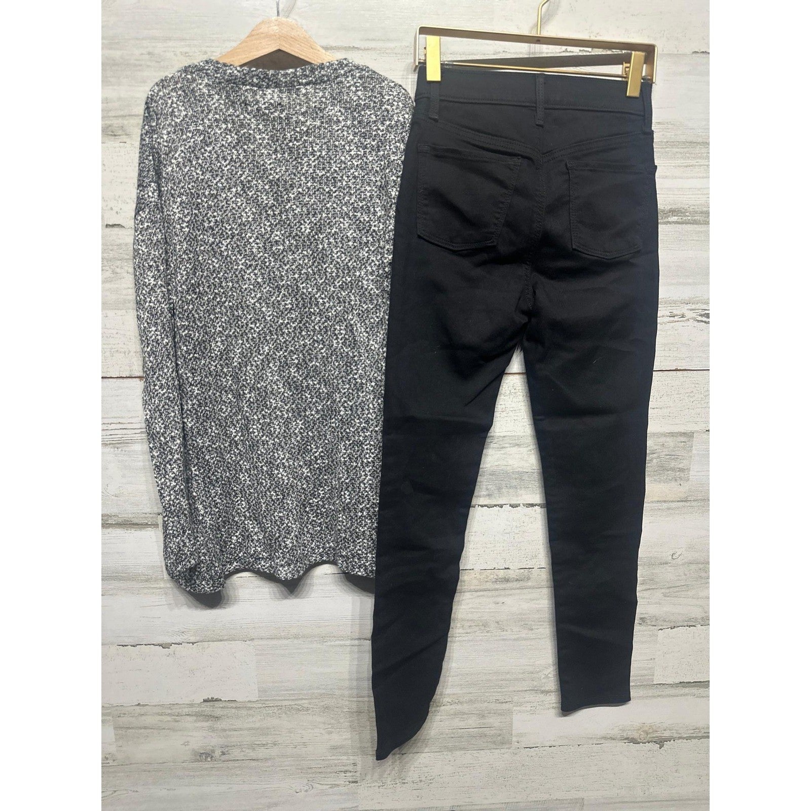 KidPik Old Navy Cardigan Jeggings Outfit Girls 12 Black Sparkle Rockstar EUC2