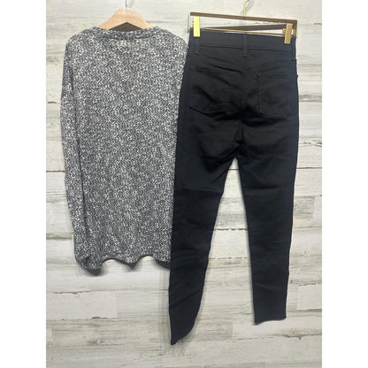 KidPik Old Navy Cardigan Jeggings Outfit Girls 12 Black Sparkle Rockstar EUC2