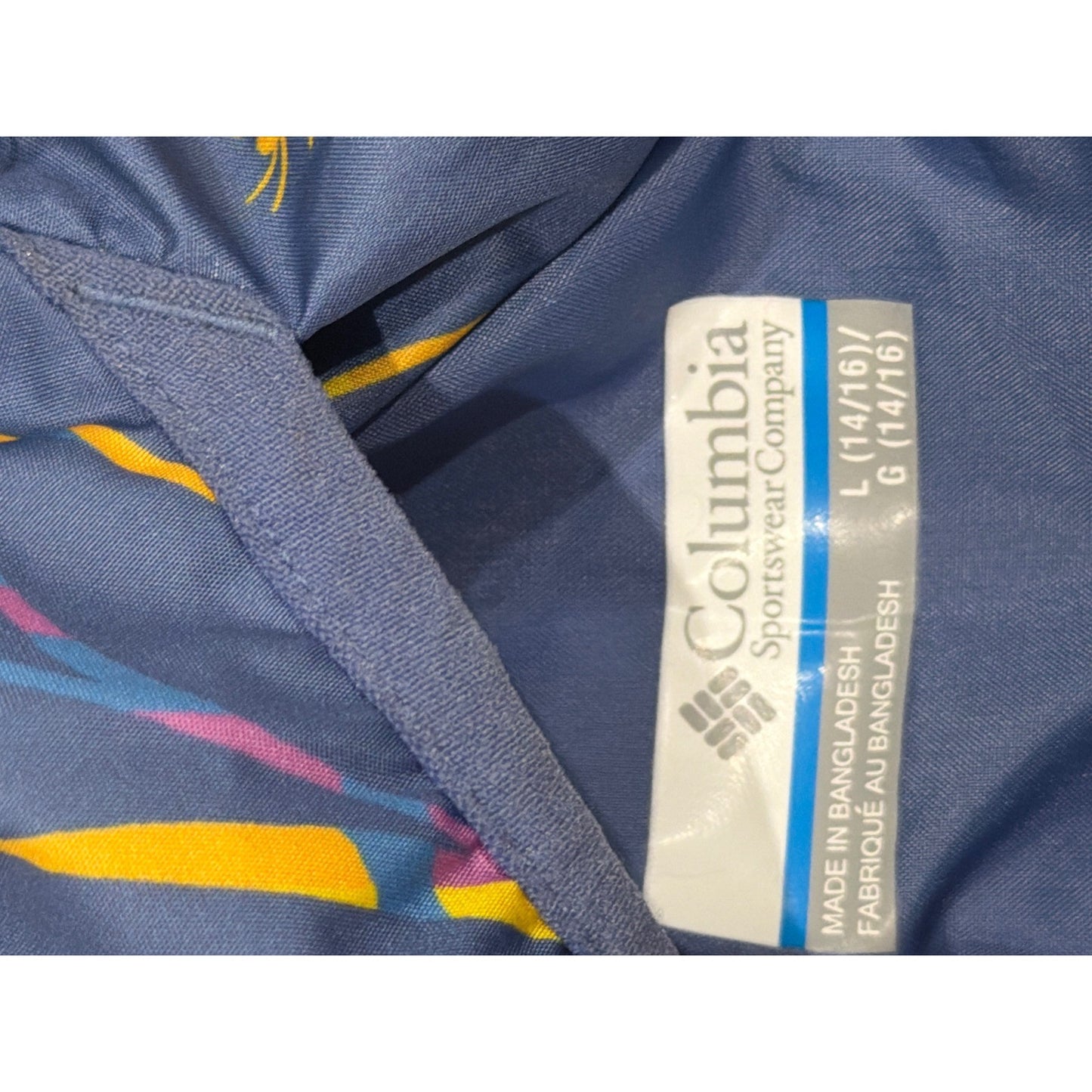 Columbia Reversible Jacket Girls L 14/16 Navy Floral Windbreaker Hooded EUC2