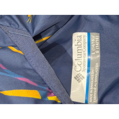 Columbia Reversible Jacket Girls L 14/16 Navy Floral Windbreaker Hooded EUC2