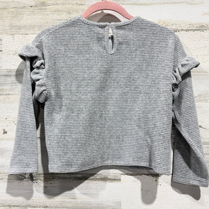 Vignette Ruffle Top Girls Size 10Y Gray Ribbed Velvet Coquette NWT4