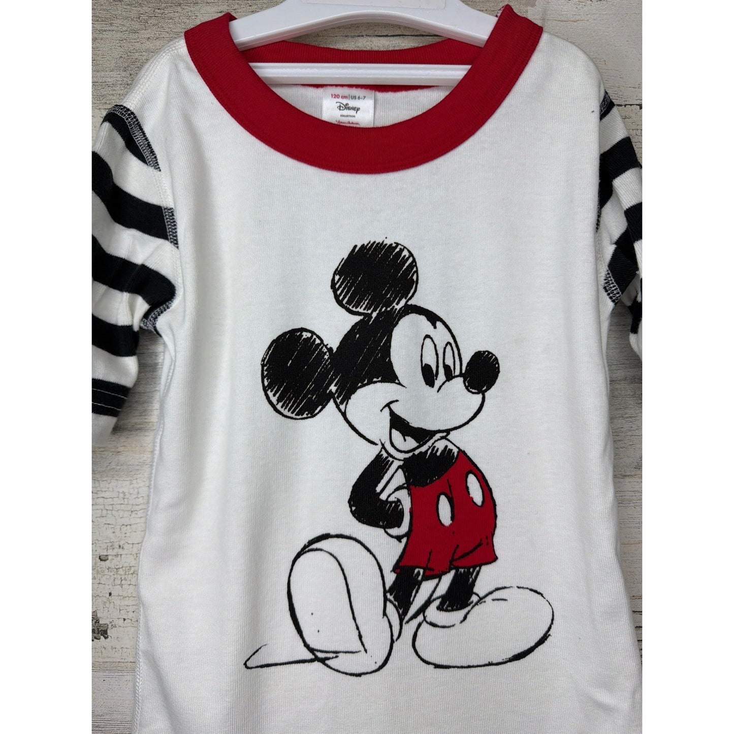 Hanna Andersson Pajama Set Kids 6-7 White Mickey Mouse Disneycore EUC1