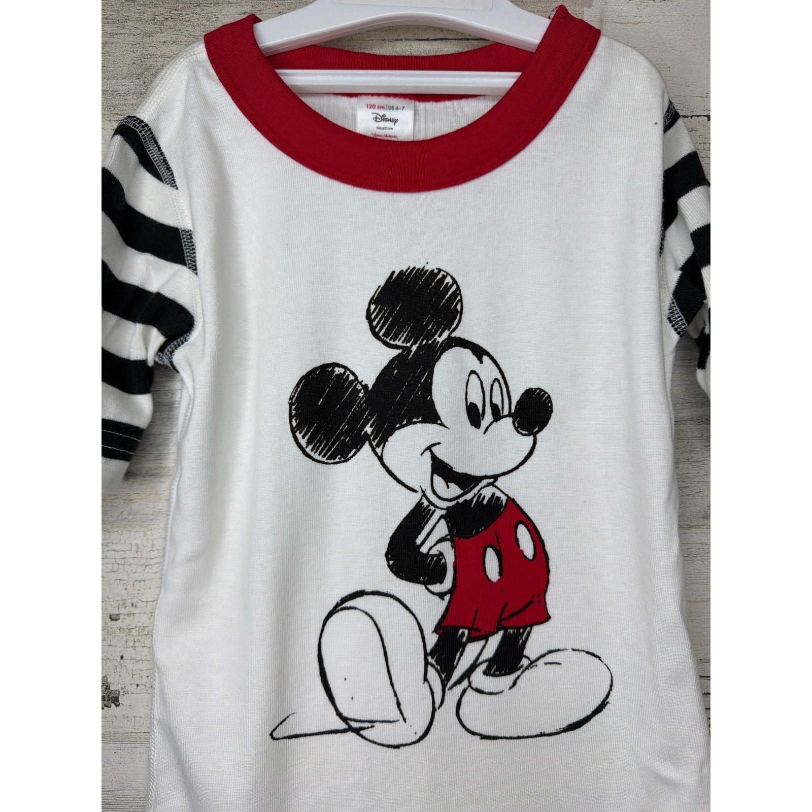 Hanna Andersson Pajama Set Kids 6-7 White Mickey Mouse Disneycore EUC1