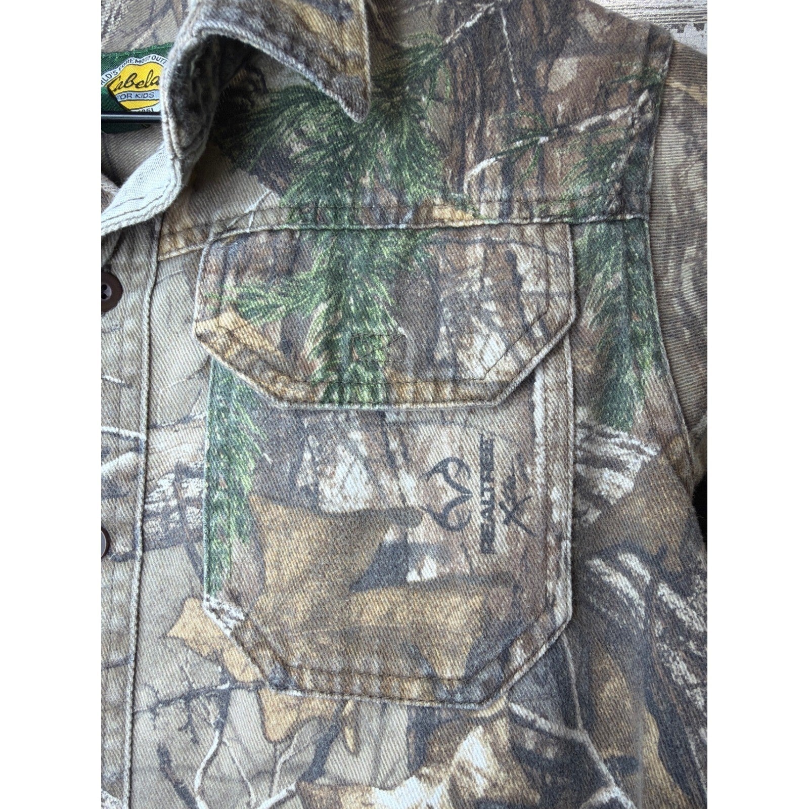 Cabela's Button Down Shirt Boys 12 Realtree Camo Hunting Gorpcore EUC2