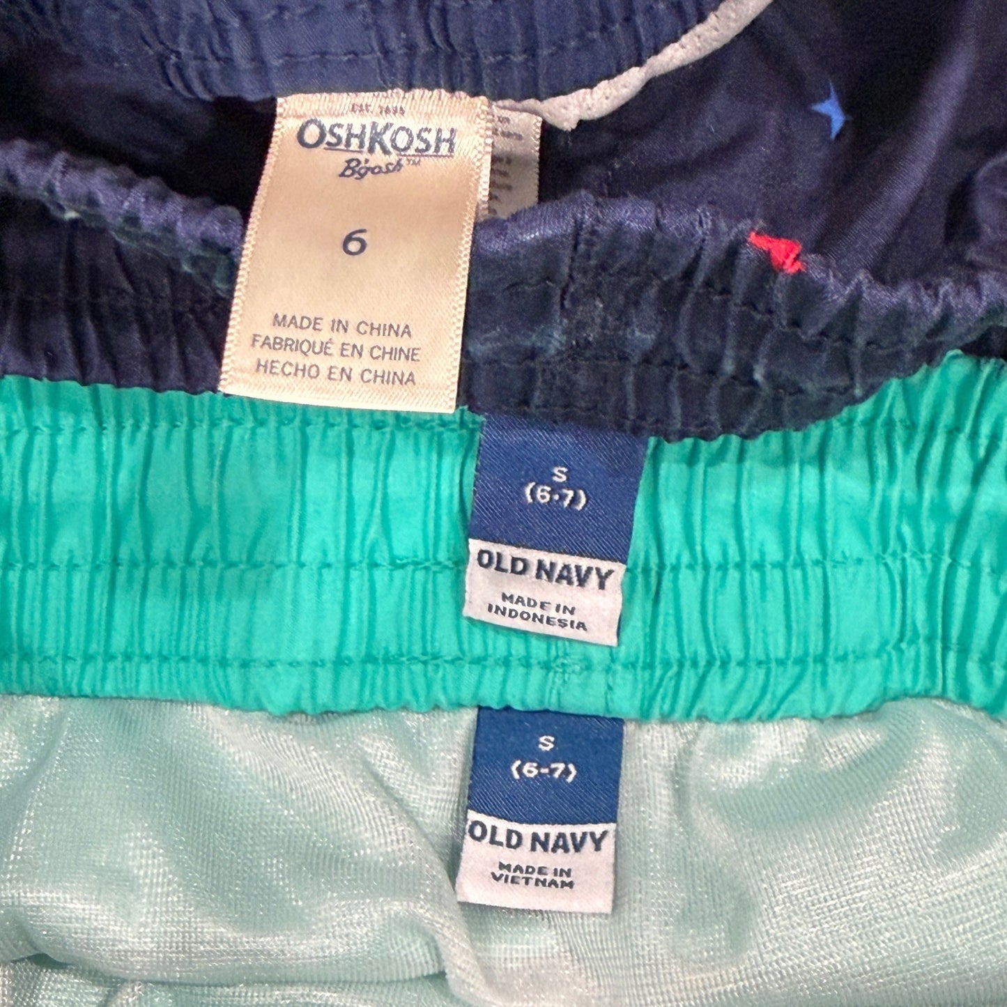 Old Navy Art Class OshKosh Boys Size 6-7 Bundle Swim Rash Guard Trunks Lot EUC5