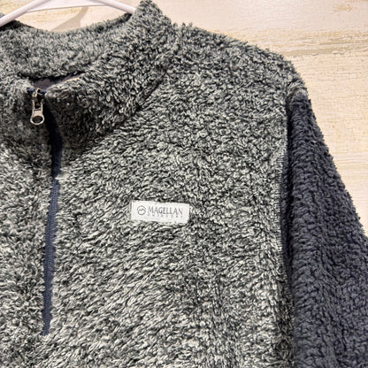 Magellan Outdoors Fleece Pullover Men 2X Black Grey Sherpa EUC1