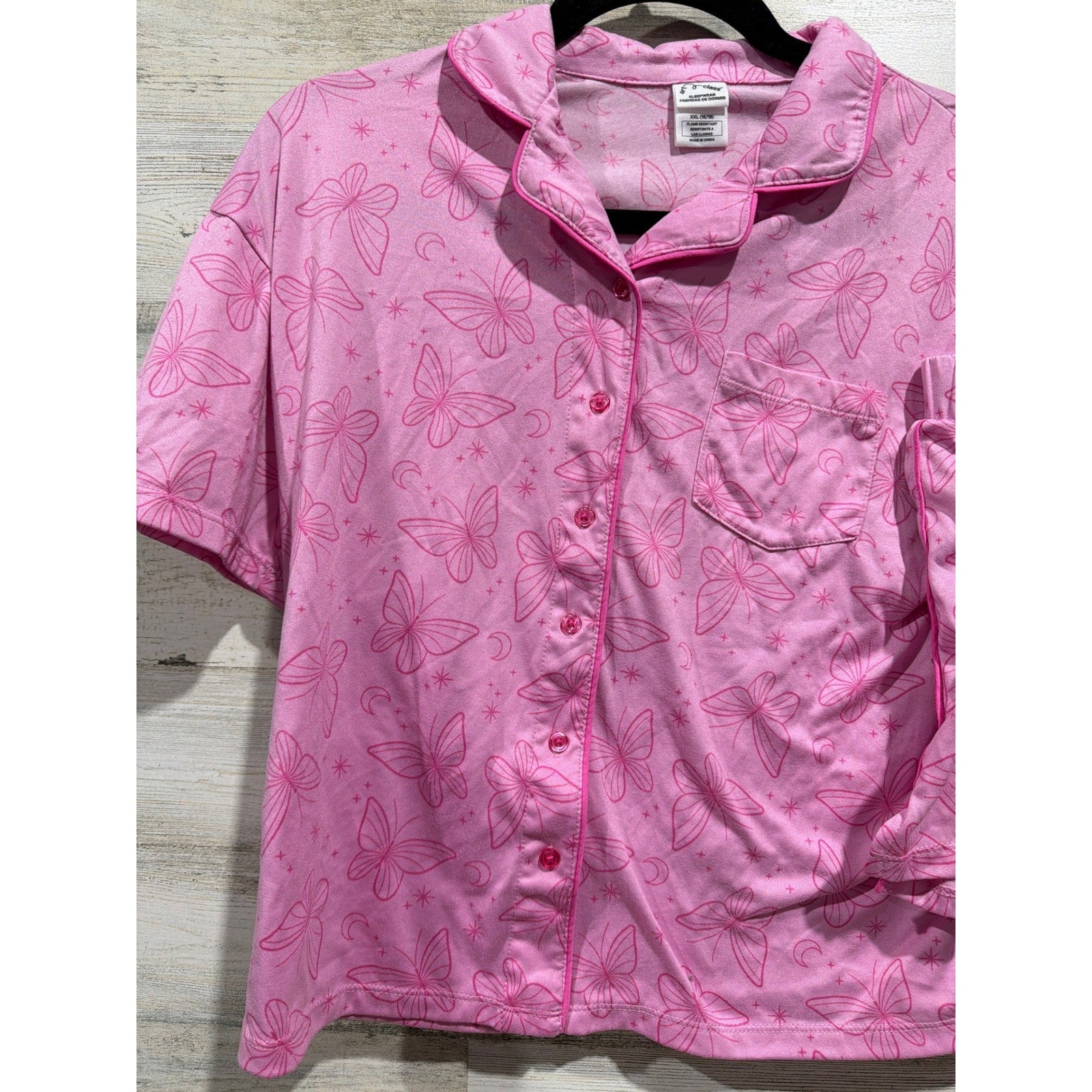 Art Class Pajama Set Girls XXL 16/18 Pink Butterfly Sleepwear Butterflycore EUC1