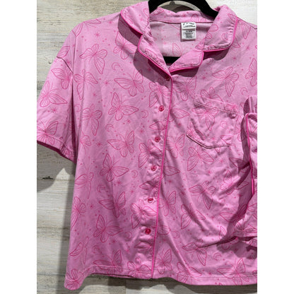 Art Class Pajama Set Girls XXL 16/18 Pink Butterfly Sleepwear Butterflycore EUC1