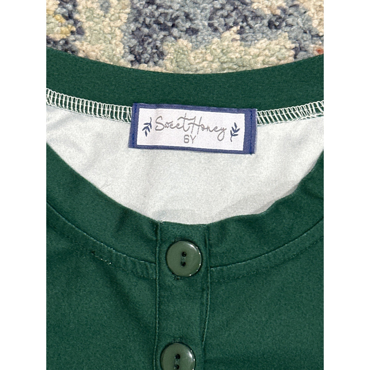 Sweet Honey Henley Shirt Boys Size 6 Green Long Sleeve Soft1