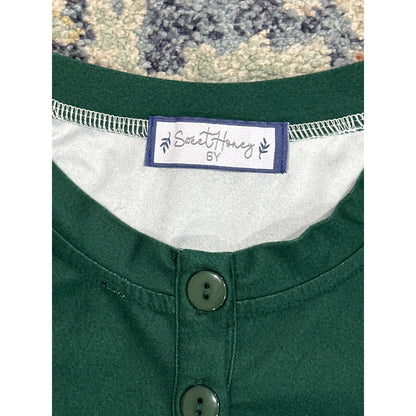 Sweet Honey Henley Shirt Boys Size 6 Green Long Sleeve Soft1