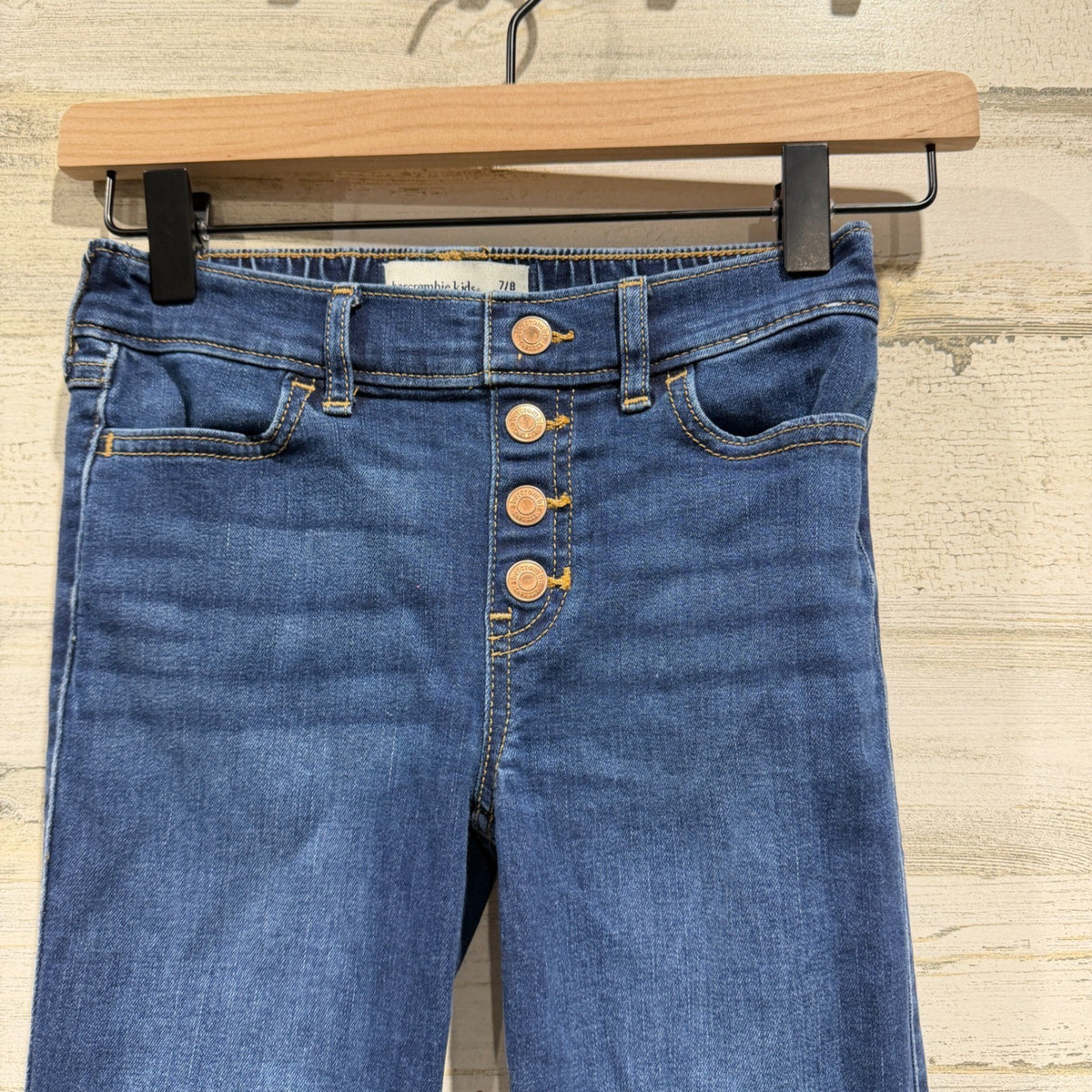 Abercrombie Kids High-Rise Flare Jeans Girls 7/8 Long Blue Denim Cotton EUC1