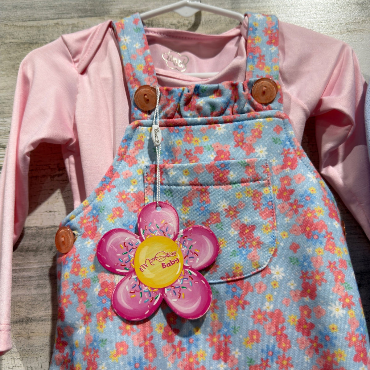 Mon Sucre Baby Floral Overalls Cardigan Bundle Girls 6-9 Months Pink Blue NWT1