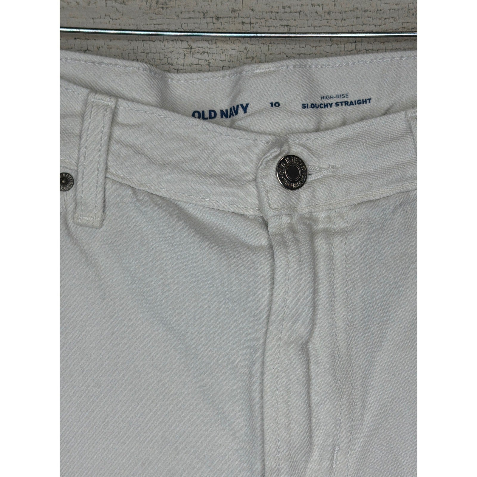 Old Navy Denim Shorts Women Size 10 White High-Rise Slouchy Straight Coastal GUC1