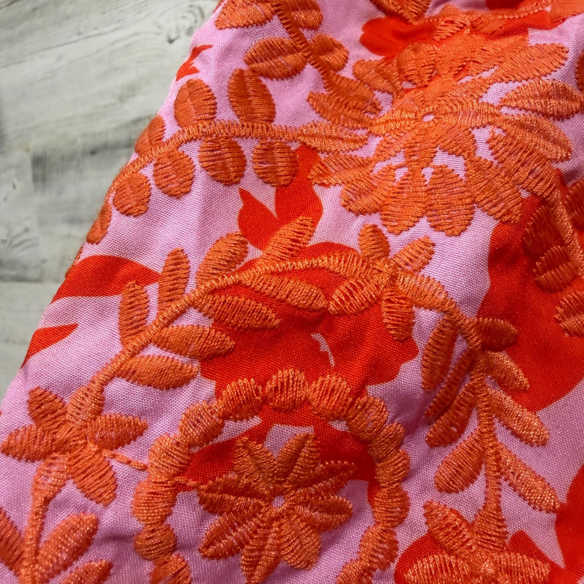 Gaudie Floral Blouse Women Large Pink Red Embroidered Puff Sleeve Boho EUC3