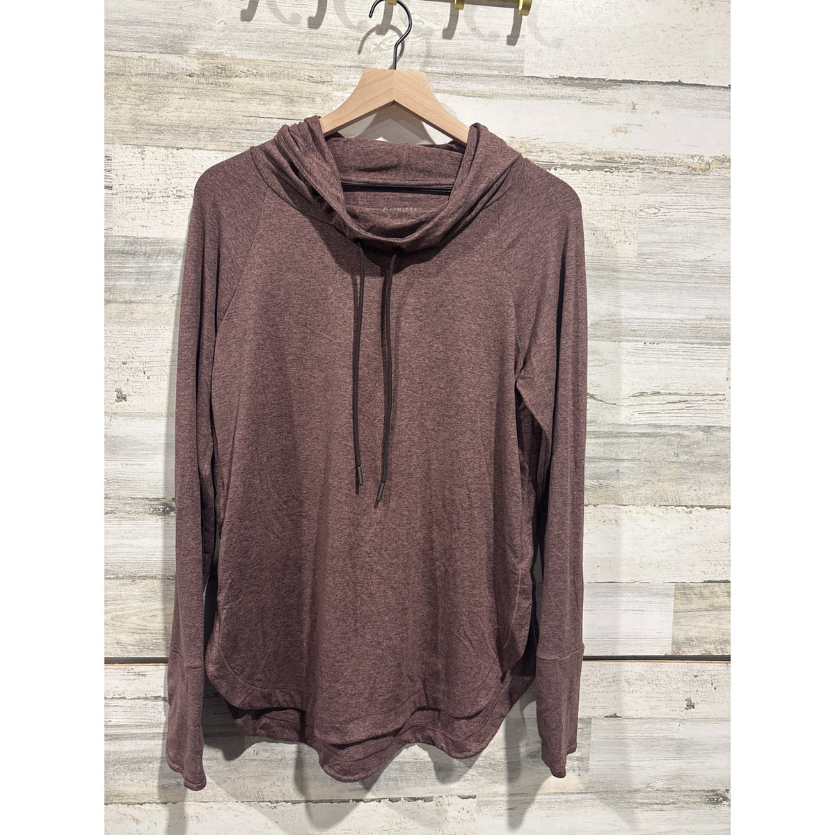 Athleta Coaster Luxe Hoodie Women M Maroon Cowl Neck Thumbhole Athleisure EUC0