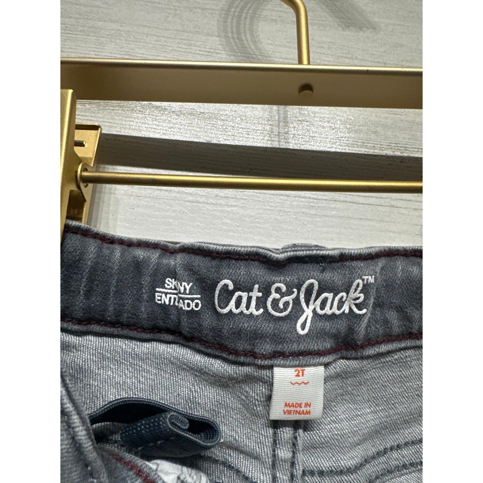 Cat and Jack Skinny Jeans Boys 2T Gray Faded Adjustable Waist EUC2
