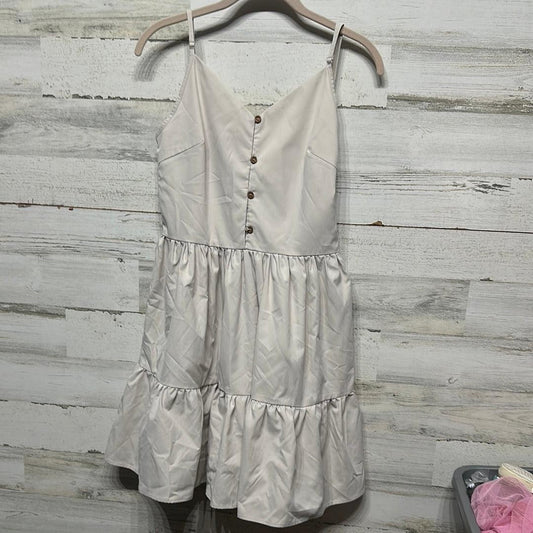 Mini Dress Women Small (Oversized) Beige Tiered Button Front Spaghetti Strap0