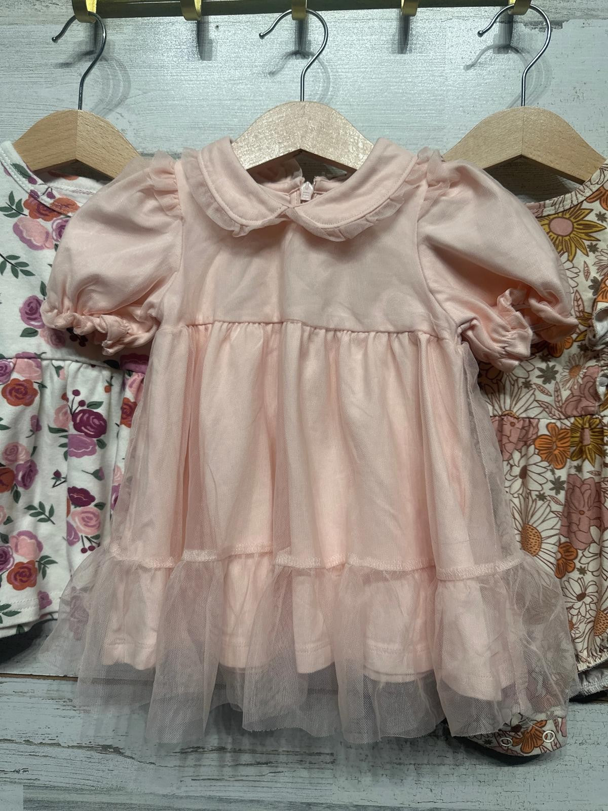 Baby Dress Romper Bundle Girls 3-6M Pink Floral Ruffle Tutu EUC2