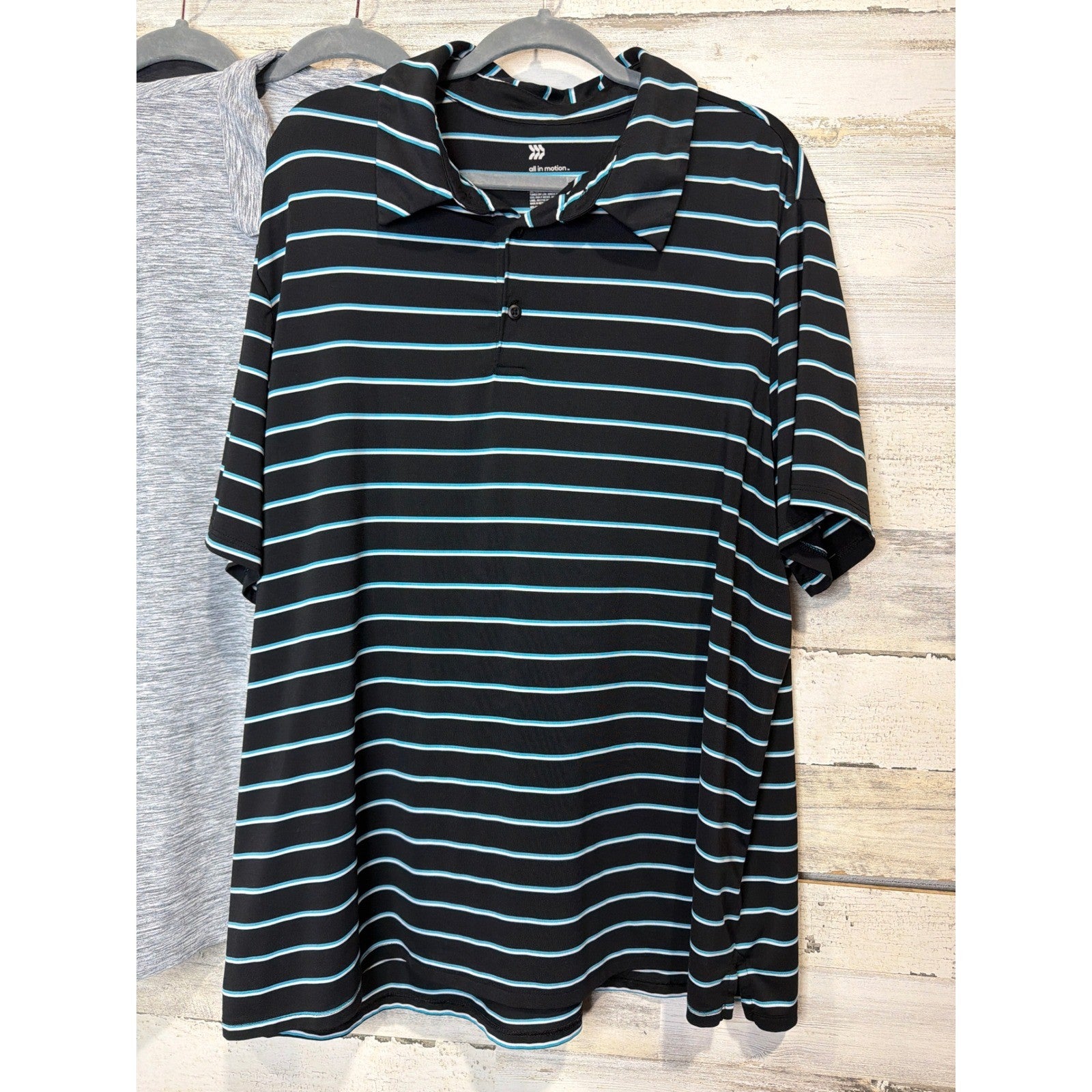 All in Motion Old Navy Polo Shirt Bundle Men XXL Gray Black Striped Active1