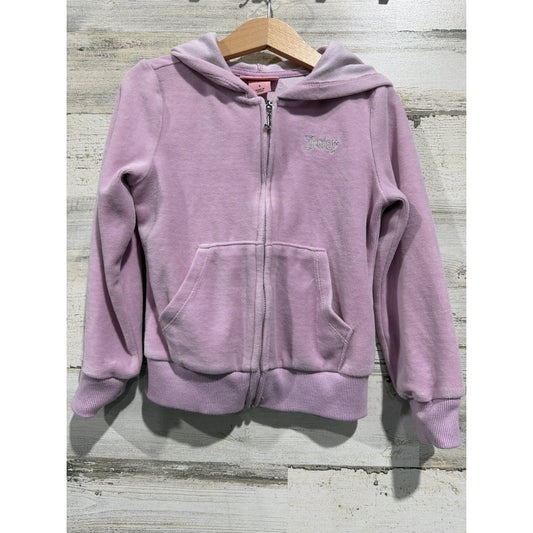 Juicy Couture Zip Up Hoodie Girls Size 5 Purple Velour Rhinestone Y2K EUC0