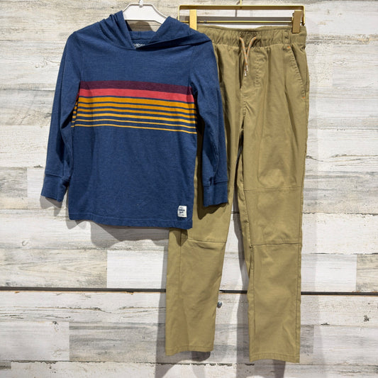 OshKosh Weatherproof Outfit Set Boys 7 Blue Khaki Retro Outdoor Fall EUC0