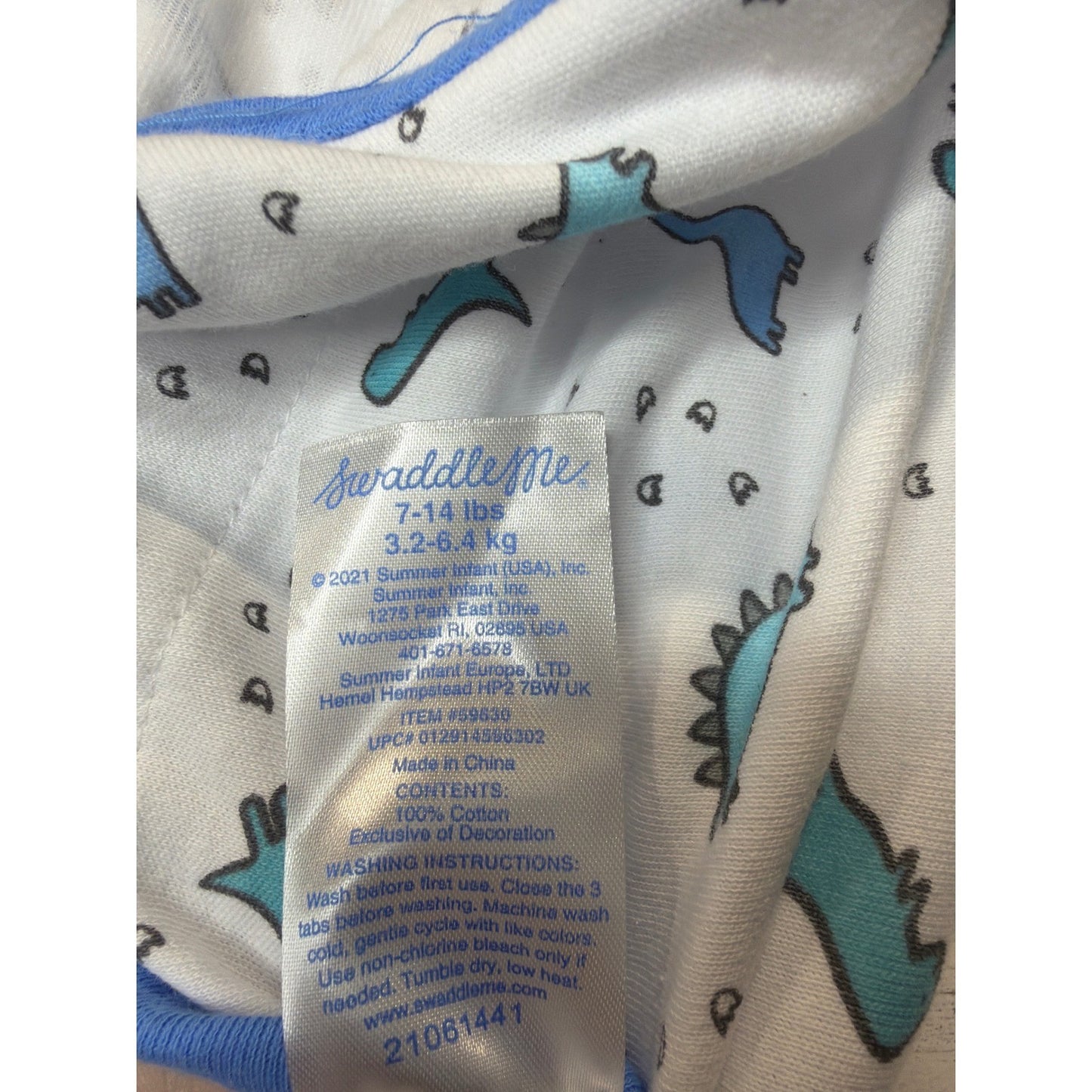 SwaddleMe Amelia Phoebe Swaddle Bundle Boys S/M Blue Dino Print Cotton EUC5