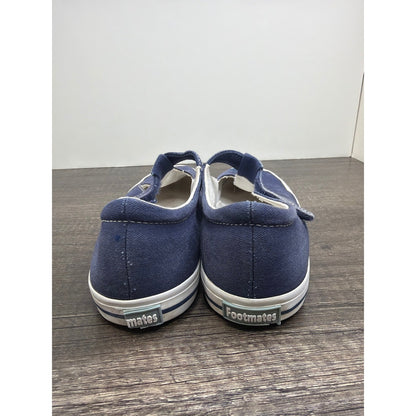Footmates Ariel T-Strap Sneaker Girls 13 Navy Canvas Classic Preppy *Flawed2