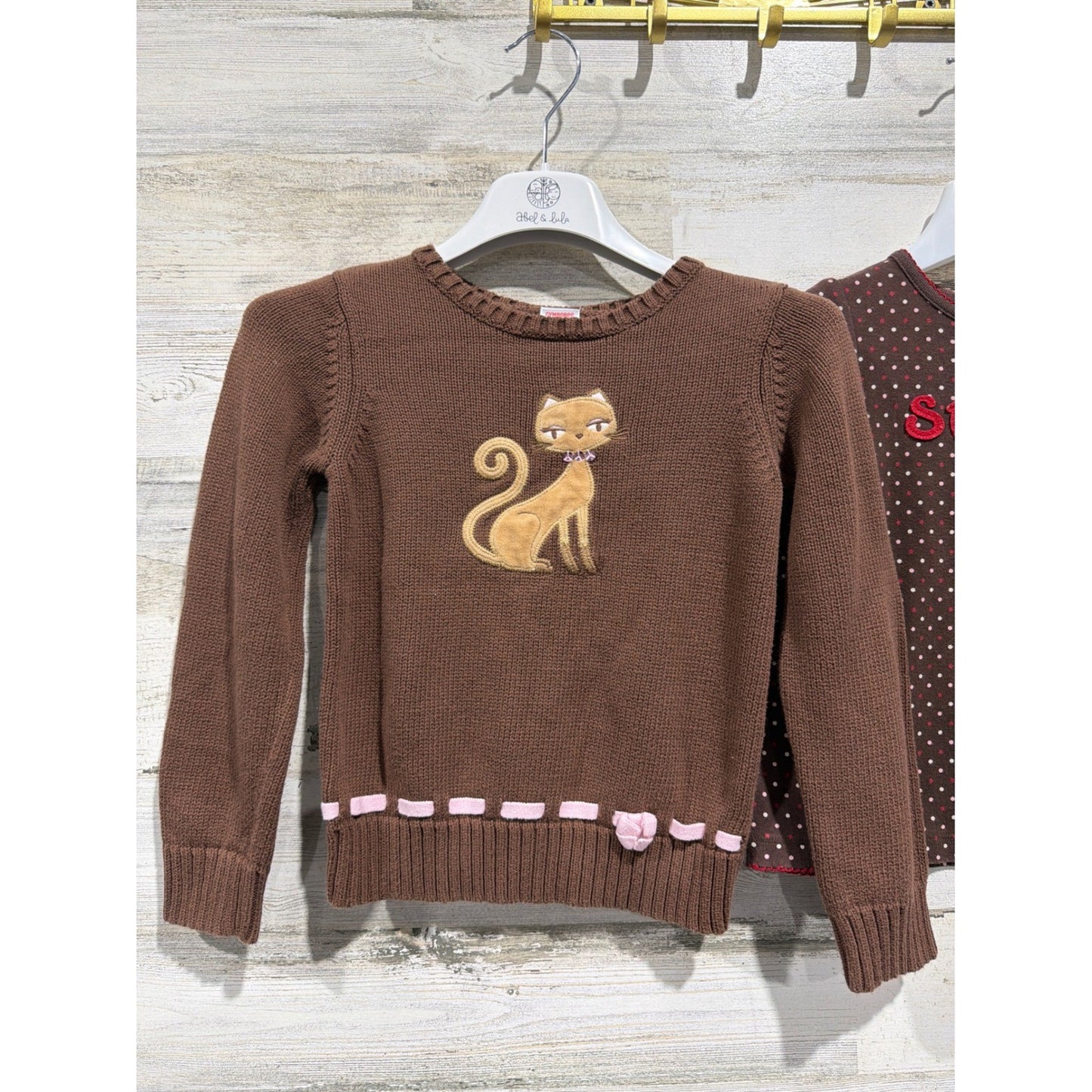 Gymboree Sweater Shirt Bundle Girls 5-6 5T Brown Cat Polka Dot y2k 2009 20101