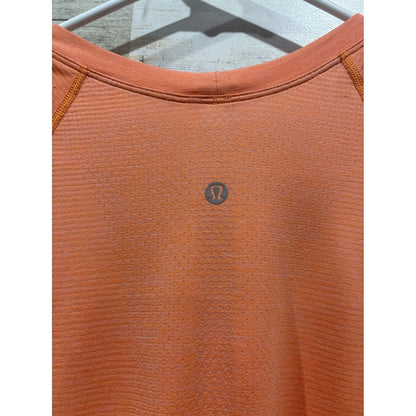 Lululemon Swiftly Tech Short Sleeve Women 14 Orange Mesh Knit Athletic GUC4