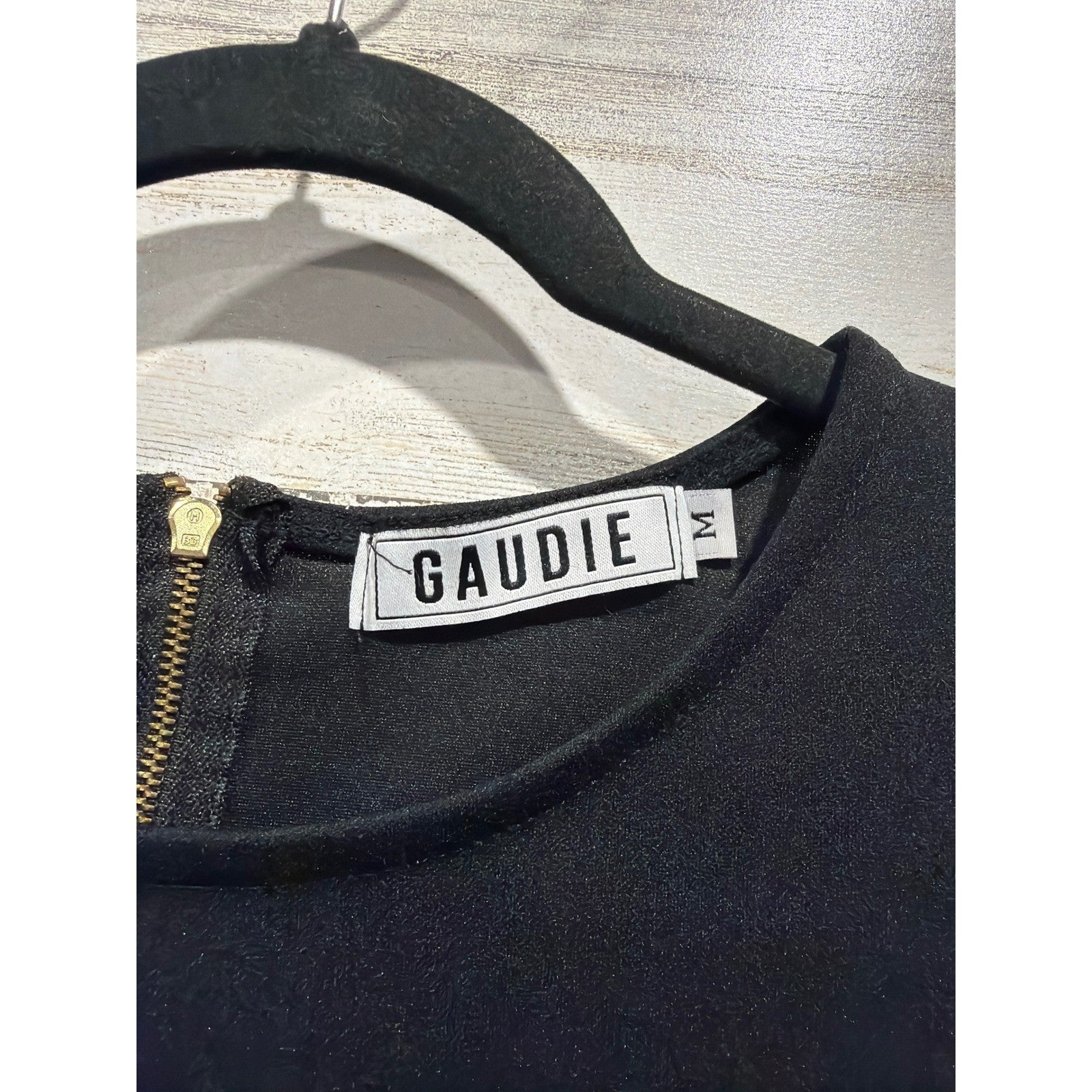 Gaudie Mini Dress Women Size Medium Black Ruffle Flutter Sleeve Shift EUC1