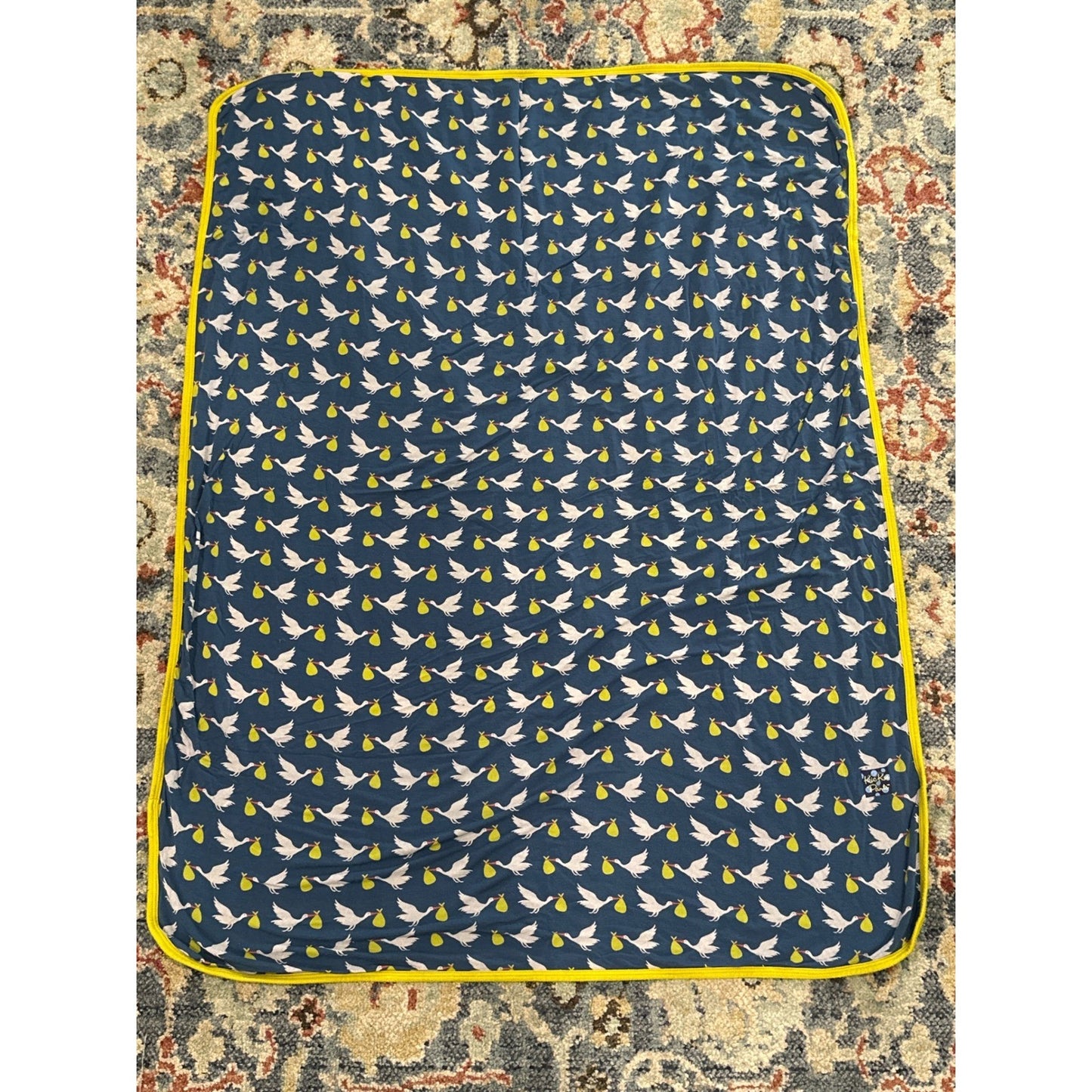 KicKee Pants Stroller Blanket Blue Stork Print0